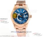 N9 Factory 904L Rolex Sky-Dweller World Timer 42mm Oyster 9001 Automatic Watch - Rose Gold Case Blue Dial 